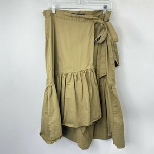 ZARA TRAFALUC Ruffle Tie Waist Midi Skirt Sz L